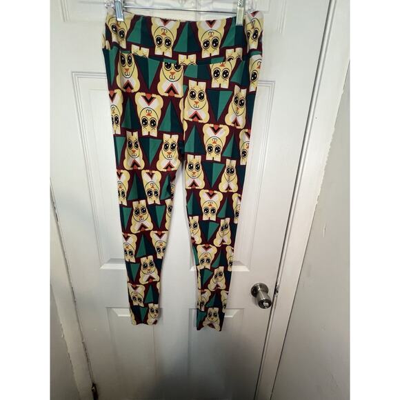 TC LuLaRoe Unicorn Leggings Multi Color Bunny Print Tall And Curvy Size 16 - Picture 3 of 10